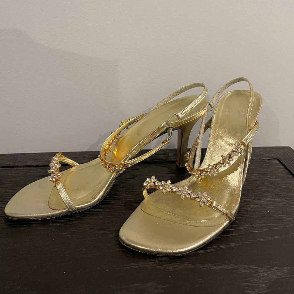 Stuart Weitzman Starstruck Gold Crystal Heels